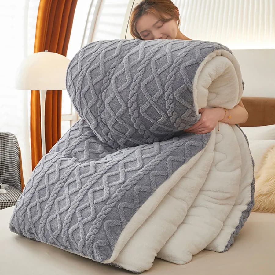 New Super Thick Winter Warm Blanket for Bed Artificial Lamb Cashmere Weighted Blankets Soft Comfortable Warmth Quilt Comforter