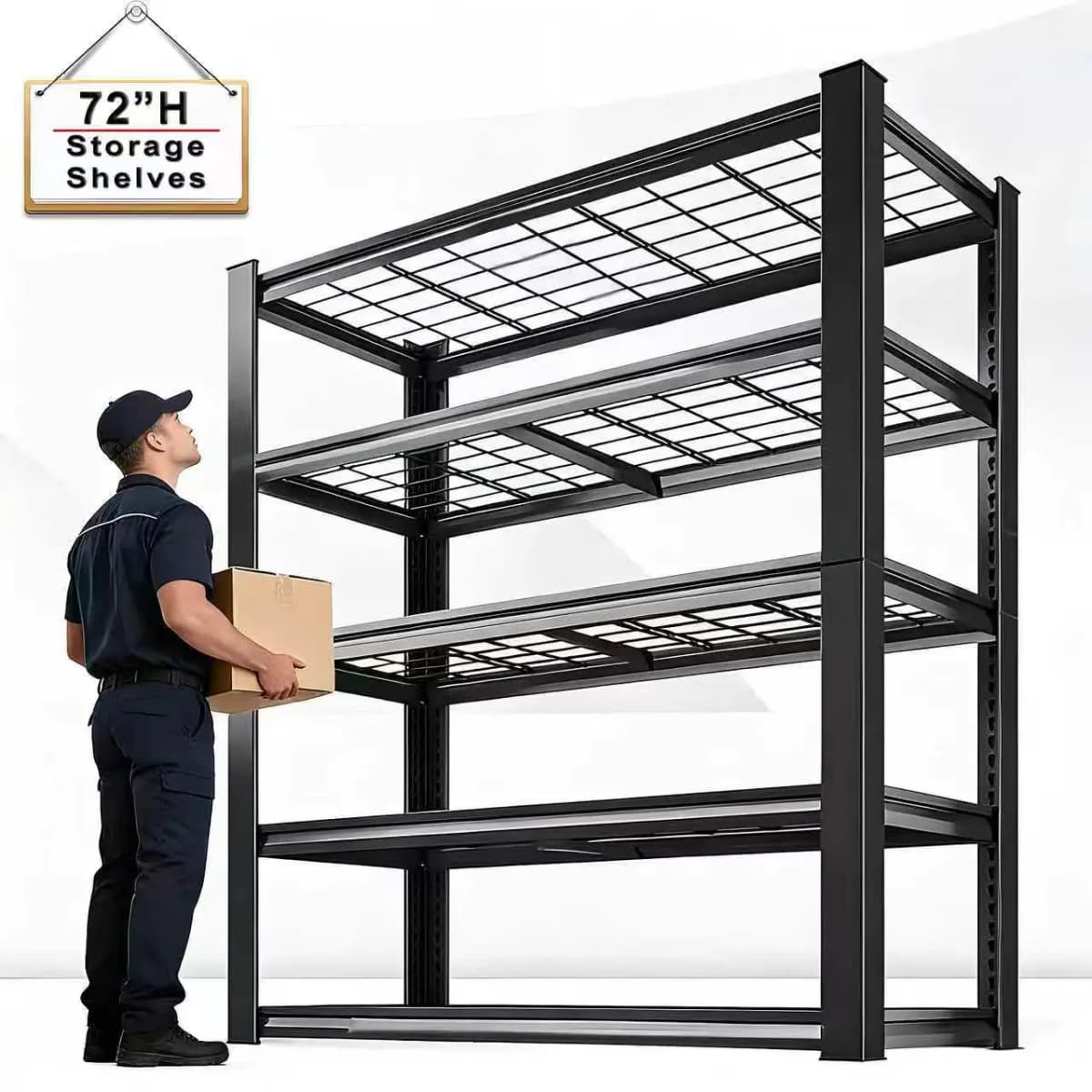 Nnovaroom 72" Adjustable Metal Double Layer Column Shelving, Commercial Grade Utility Rack for Warehouse, Basement, Kitchen