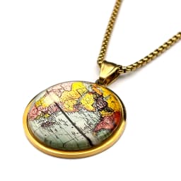 Vintage World Map Pendant Necklace For Women Men Stainless Steel Gold Color Window Travel Explorer Fashion Chain Jewelry Gifts
