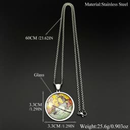 Vintage World Map Pendant Necklace For Women Men Stainless Steel Gold Color Window Travel Explorer Fashion Chain Jewelry Gifts