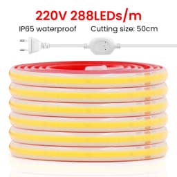 COB LED Strip Light Dimmer Switch EU UK Power Kit 220V 230V 3000K 4000K 6000K 288LED Bright Flex Tape Waterproof Linear Lighting
