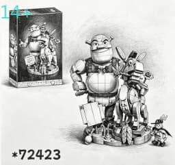2026 New 1403pcs Building Block Monster Donkey Puss in Boots animal Set Adult Assembly DIY Toys Holiday Party toys Gifts