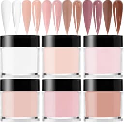 6Colors Nude/Pink Nail Art Acrylic Powder Net.7g*6Jars For French Nails Extension 3D Tips Carving Dipping Fast-Dry Polymer Dust