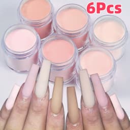 6Colors Nude/Pink Nail Art Acrylic Powder Net.7g*6Jars For French Nails Extension 3D Tips Carving Dipping Fast-Dry Polymer Dust