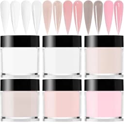 6Colors Nude/Pink Nail Art Acrylic Powder Net.7g*6Jars For French Nails Extension 3D Tips Carving Dipping Fast-Dry Polymer Dust