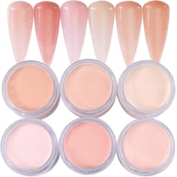 6Colors Nude/Pink Nail Art Acrylic Powder Net.7g*6Jars For French Nails Extension 3D Tips Carving Dipping Fast-Dry Polymer Dust