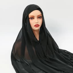 Newest Instant Chiffon Hijab With Magnetic Buckle Solid Color Woman Muslim Hijab Scarf Islamic Turban Fashion Headband Shawl