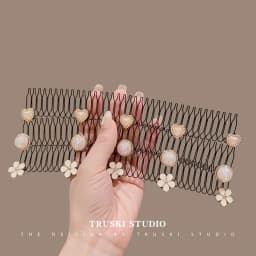 Vintage Camellia Flower Pearl Metal Long Hair Comb For Women Broken Hair Finish Headband Tool Hair Clip Fashion Hair Accessories