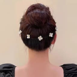 Vintage Camellia Flower Pearl Metal Long Hair Comb For Women Broken Hair Finish Headband Tool Hair Clip Fashion Hair Accessories