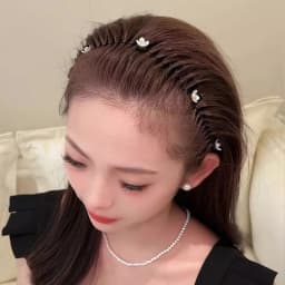 Vintage Camellia Flower Pearl Metal Long Hair Comb For Women Broken Hair Finish Headband Tool Hair Clip Fashion Hair Accessories