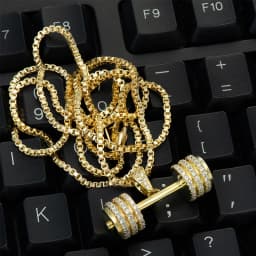 VANAXIN Iced Out Barbell Dumbbell Pendant Men's Hip Hop Fitness Bodybuilding Necklace Women's Gym Casual Sports Jewelry
