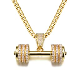 VANAXIN Iced Out Barbell Dumbbell Pendant Men's Hip Hop Fitness Bodybuilding Necklace Women's Gym Casual Sports Jewelry
