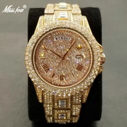 Full Iced Out Watch For Men Luxury Gold Hip Hop Diamond Quartz Mens Watches Waterproof Day Date Clock Best Selling Product 2023