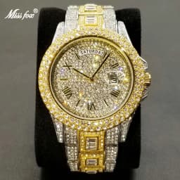 Full Iced Out Watch For Men Luxury Gold Hip Hop Diamond Quartz Mens Watches Waterproof Day Date Clock Best Selling Product 2023