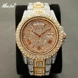 Full Iced Out Watch For Men Luxury Gold Hip Hop Diamond Quartz Mens Watches Waterproof Day Date Clock Best Selling Product 2023