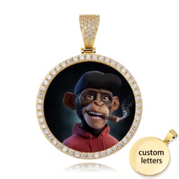 TOPGRILLZ Oversize Large/Small Round Custom Photo NFT Necklace For Digital Art and CryptoArt Couple Pendant Hip Hop Jewelry Gift