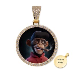 TOPGRILLZ Oversize Large/Small Round Custom Photo NFT Necklace For Digital Art and CryptoArt Couple Pendant Hip Hop Jewelry Gift