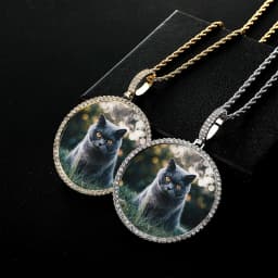 TOPGRILLZ Oversize Large/Small Round Custom Photo NFT Necklace For Digital Art and CryptoArt Couple Pendant Hip Hop Jewelry Gift