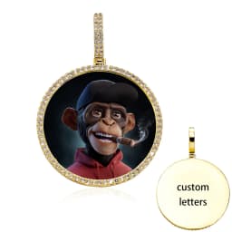 TOPGRILLZ Oversize Large/Small Round Custom Photo NFT Necklace For Digital Art and CryptoArt Couple Pendant Hip Hop Jewelry Gift