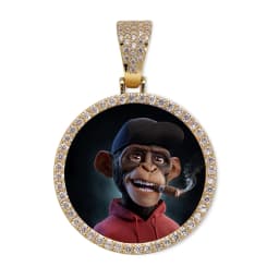TOPGRILLZ Oversize Large/Small Round Custom Photo NFT Necklace For Digital Art and CryptoArt Couple Pendant Hip Hop Jewelry Gift