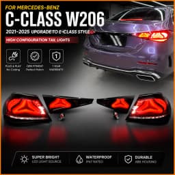 For Mercedes Benz C Class W206 2021-2025 New E-Class W214 Style LED Tail Lights Smoked Dynamic Animation Sequential Rear Lamp