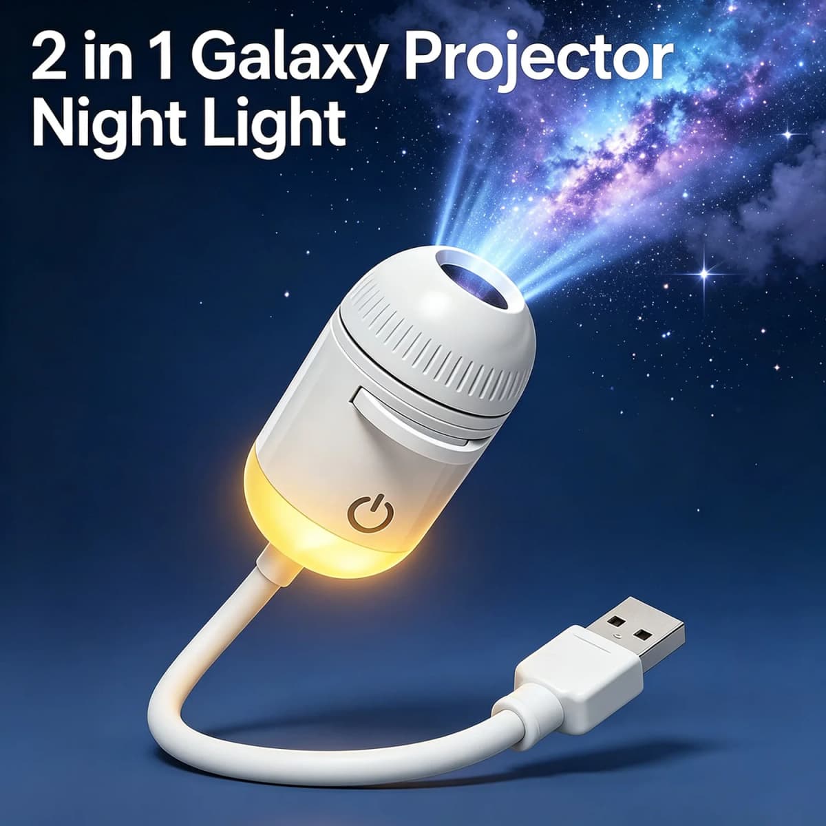 2 in 1 USB Galaxy Projector Light Adjustable Focus Car Interior Ambient Lamp Home Room Starry Star Kids Projection Night Light