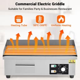 Tacleekii 14in 21in 28.7in Commercial Electric Griddle Stainless Steel Flat Top Grill, 122-572℉ Adjustable Temp, Countertop BBQ Teppanyaki Grill with Shovels & Brushes for Home & Restaurant