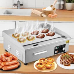 Tacleekii 14in 21in 28.7in Commercial Electric Griddle Stainless Steel Flat Top Grill, 122-572℉ Adjustable Temp, Countertop BBQ Teppanyaki Grill with Shovels & Brushes for Home & Restaurant