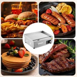 Tacleekii 14in 21in 28.7in Commercial Electric Griddle Stainless Steel Flat Top Grill, 122-572℉ Adjustable Temp, Countertop BBQ Teppanyaki Grill with Shovels & Brushes for Home & Restaurant