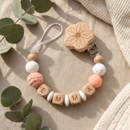 Personalized Pacifier Clip Custom Name Silicone Wooden Beads Baby Teether Chain Soother Holder BPA Free Newborn Baby Shower Gift