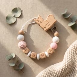 Personalized Pacifier Clip Custom Name Silicone Wooden Beads Baby Teether Chain Soother Holder BPA Free Newborn Baby Shower Gift
