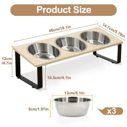 Elevated Cat Bowls with 3 Stainless Steel Bowls 15° Tilted Anti-Vomiting Raised Cat Food Bowl for Small Cats Puppies Accessories