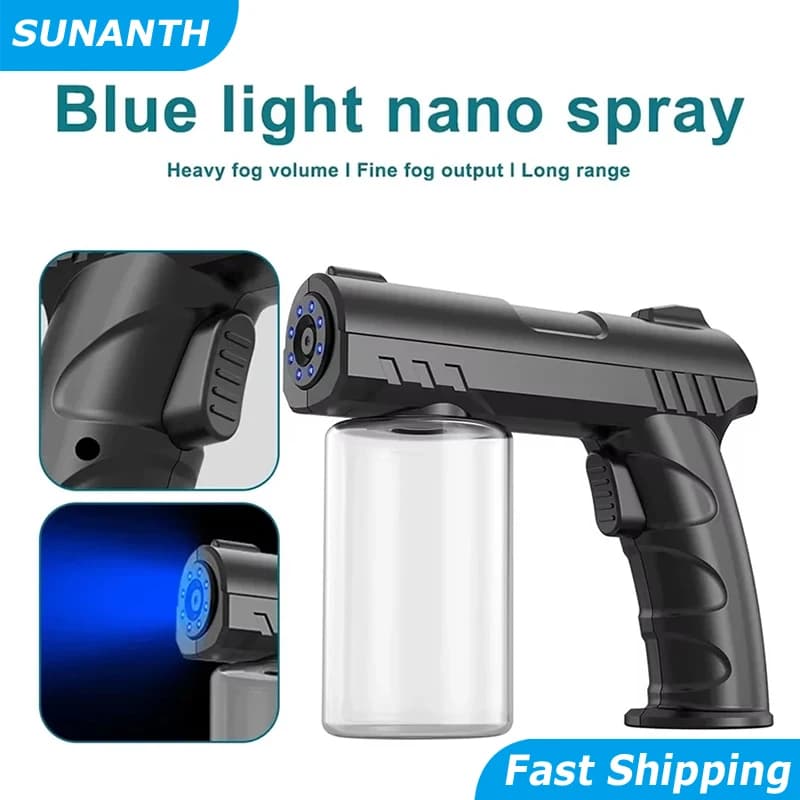 Barber Sprayer Bottle 280ML Steam Spray Sprayer Bottle Handheld USB Nano Blue Light Electric Household Spray Disinfection Gun
