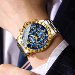 BINBOND Orginal Brand Quartz Watches For Men Luxury Luminous Stainless Steel Chronograph Men's Watch Hombre Elegante Reloj