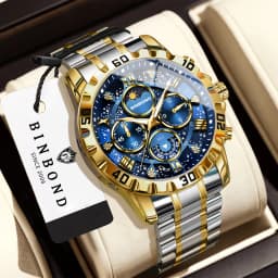 BINBOND Orginal Brand Quartz Watches For Men Luxury Luminous Stainless Steel Chronograph Men's Watch Hombre Elegante Reloj