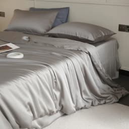 Mulberry Silk Duvet Cover 1PC Quilt Cover Solid Color Smooth Comforter Cover with Zipper Closure Double King Queen Size Bedding