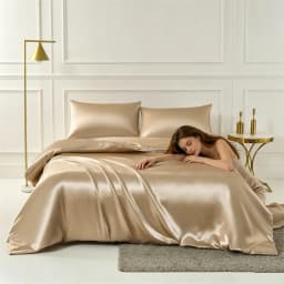 22mm Mulberry Silk Bedding Set Luxury Smooth Duvet Cover Set with Quilt Cover Bed Sheet Pillowcase for Twin Full King Queen Bed