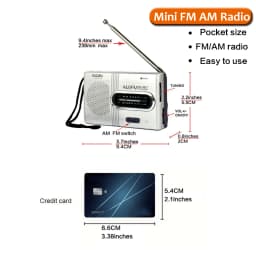 BC-R21 Portable Radio AM FM Battery Powered Longest Lasting Best Reception with Headphone Jack for Running Walking Emergency Use