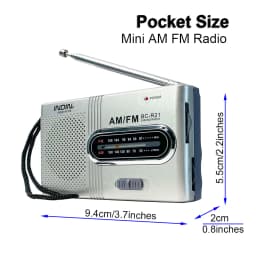 BC-R21 Portable Radio AM FM Battery Powered Longest Lasting Best Reception with Headphone Jack for Running Walking Emergency Use