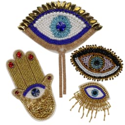 Hand Mouth Eyes Heart Beaded Patches Rhinestone Applique Sew on Crystal for Clothing Jeans Jackets Handbag Shoes DIY Decor