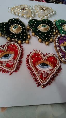 Hand Mouth Eyes Heart Beaded Patches Rhinestone Applique Sew on Crystal for Clothing Jeans Jackets Handbag Shoes DIY Decor