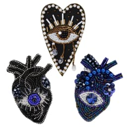 Hand Mouth Eyes Heart Beaded Patches Rhinestone Applique Sew on Crystal for Clothing Jeans Jackets Handbag Shoes DIY Decor
