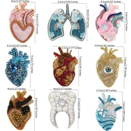 Hand Mouth Eyes Heart Beaded Patches Rhinestone Applique Sew on Crystal for Clothing Jeans Jackets Handbag Shoes DIY Decor