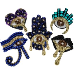 Hand Mouth Eyes Heart Beaded Patches Rhinestone Applique Sew on Crystal for Clothing Jeans Jackets Handbag Shoes DIY Decor