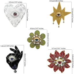 Hand Mouth Eyes Heart Beaded Patches Rhinestone Applique Sew on Crystal for Clothing Jeans Jackets Handbag Shoes DIY Decor