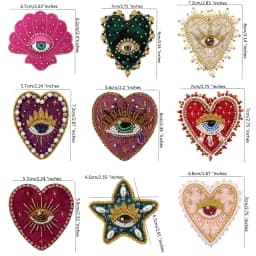 Hand Mouth Eyes Heart Beaded Patches Rhinestone Applique Sew on Crystal for Clothing Jeans Jackets Handbag Shoes DIY Decor