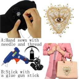Hand Mouth Eyes Heart Beaded Patches Rhinestone Applique Sew on Crystal for Clothing Jeans Jackets Handbag Shoes DIY Decor