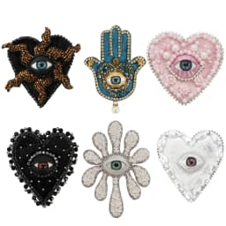 Hand Mouth Eyes Heart Beaded Patches Rhinestone Applique Sew on Crystal for Clothing Jeans Jackets Handbag Shoes DIY Decor