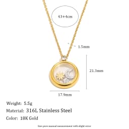 MamacitaSlay 316L Stainless Steel Celestial Pendant Necklace 18K Gold Plated Waterproof Jewelry Gift For Women Everyday Wear