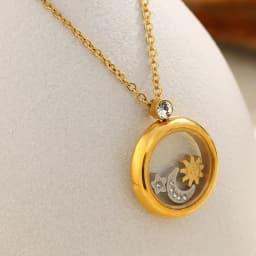 MamacitaSlay 316L Stainless Steel Celestial Pendant Necklace 18K Gold Plated Waterproof Jewelry Gift For Women Everyday Wear